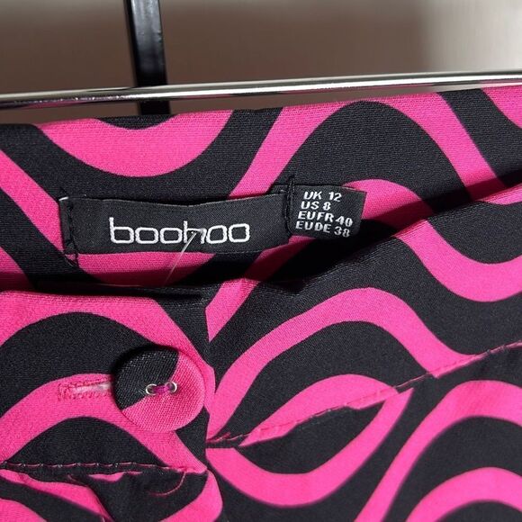 Boohoo RETRO PRINT FIT & FLARE PANTS Size 8 Nwot - Picture 5 of 8